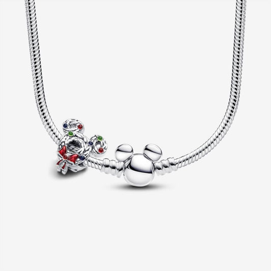 Mickey Mouse Holiday Wreath Charm Necklace Set