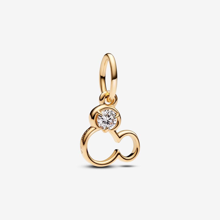 Disney Mickey Mouse Silhouette Lab-Grown Diamond Dangle Charm