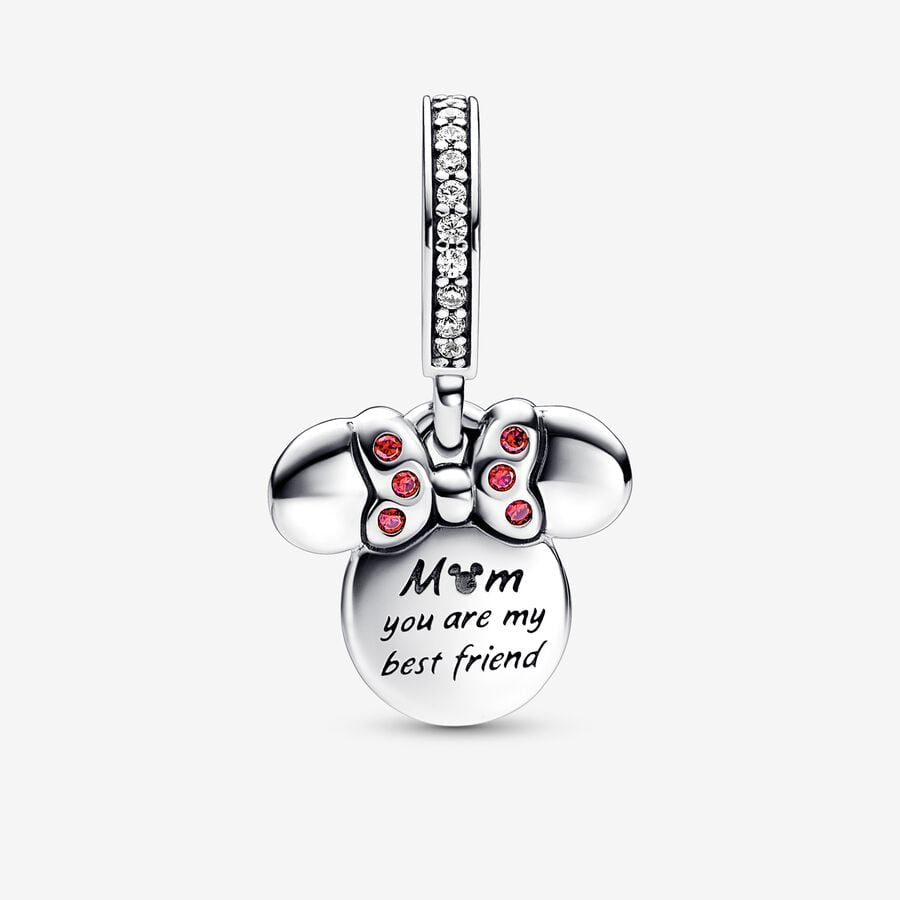 Disney Minnie Mouse Silhouette "Mom" Double Dangle Charm