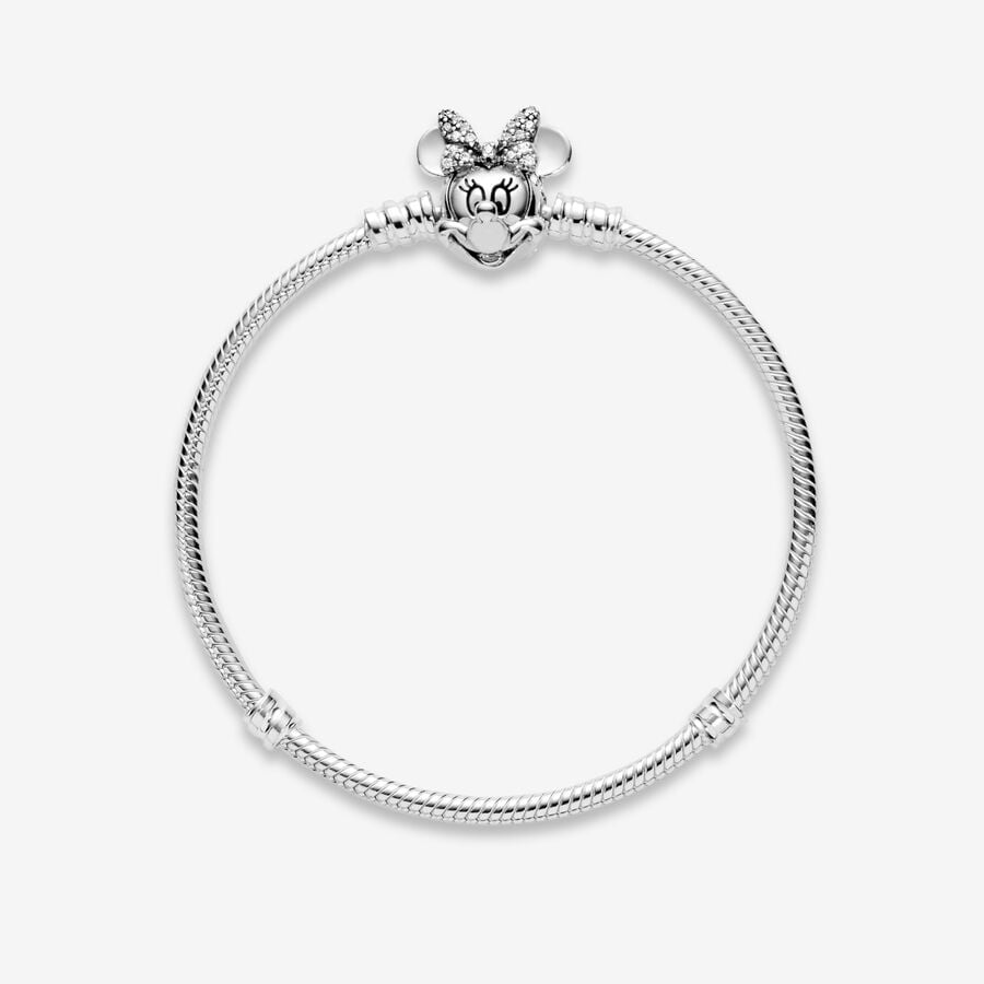 Disney Pandora Moments Pavé Minnie Mouse Clasp Snake Chain Bracelet