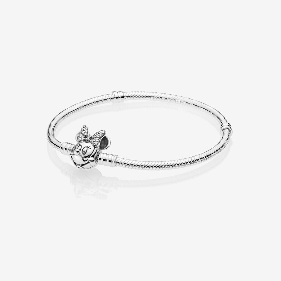 Disney Pandora Moments Pavé Minnie Mouse Clasp Snake Chain Bracelet